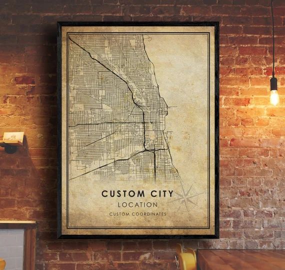 Custom City Vintage Map Print | Custom Map | Custom Map Art | Custom City Road Map Poster | Vinta... | Etsy (US)