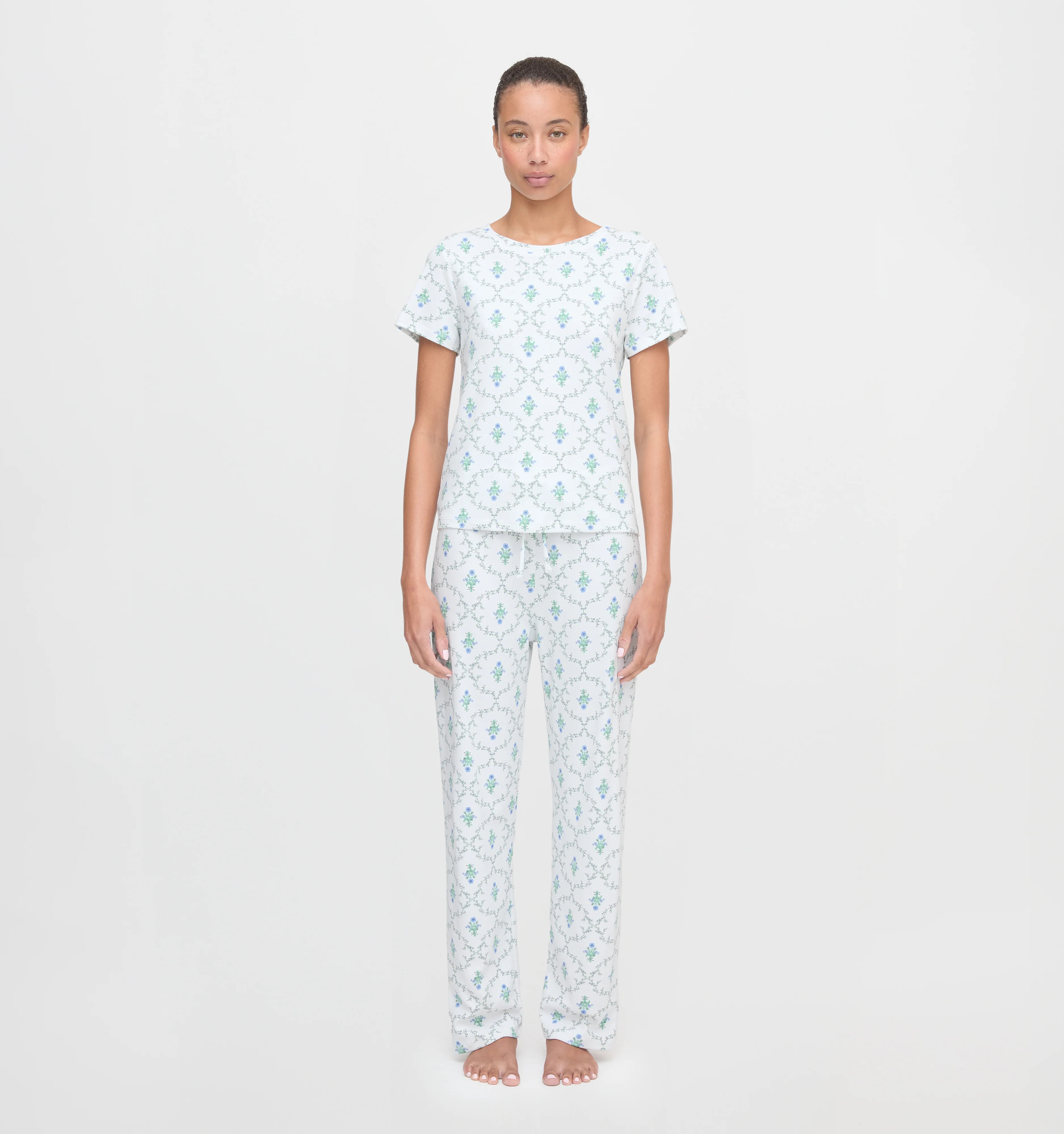 The Kelly Pajama Set | Green Trellis / M | 100% Cotton | Hill House Home | Hill House Home US