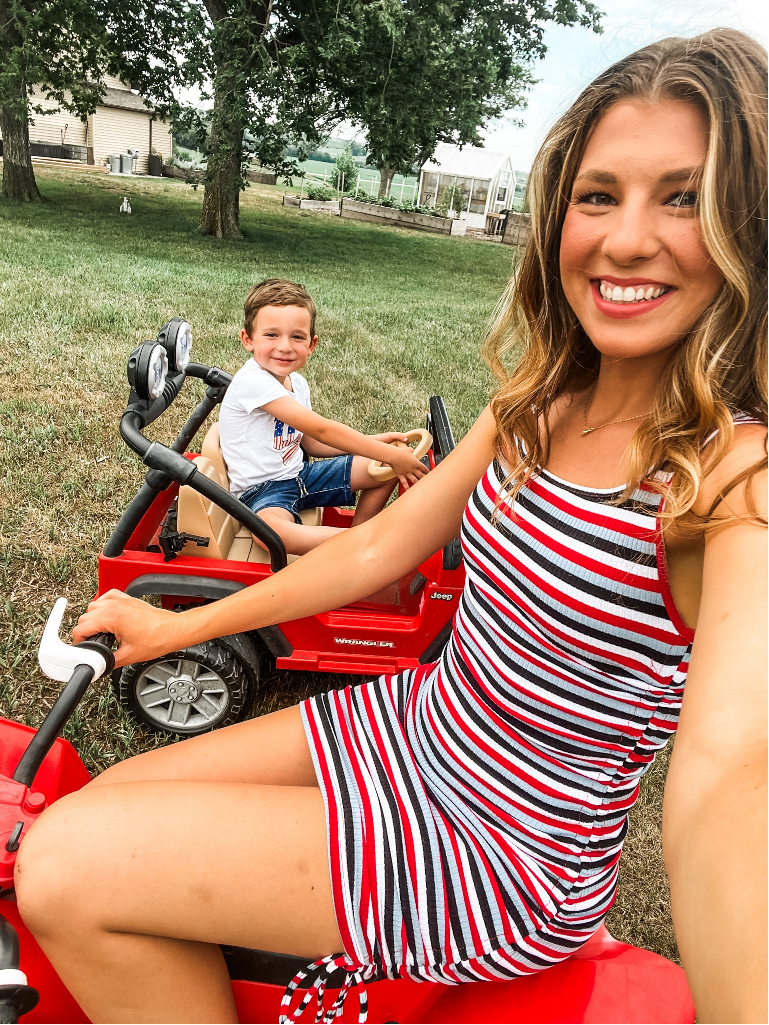Amazon ruched body con dress! Ribbed and adjustable, super stretchy, comes in a million colors - solids and stripes. Linking the two striped dresses I grabbed. The one pictured was perfect for the Fourth of July, love the pink and orange in the other for easy summer wear! Fits every body type! A+++ currently ON SALE!

#LTKunder50 #LTKcurves #LTKsalealert