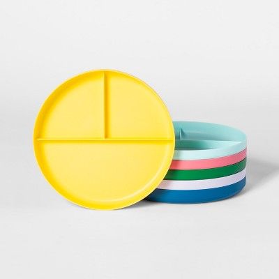 7.3" 6pk Plastic Divided Kids Dinner Plates - Pillowfort™ | Target