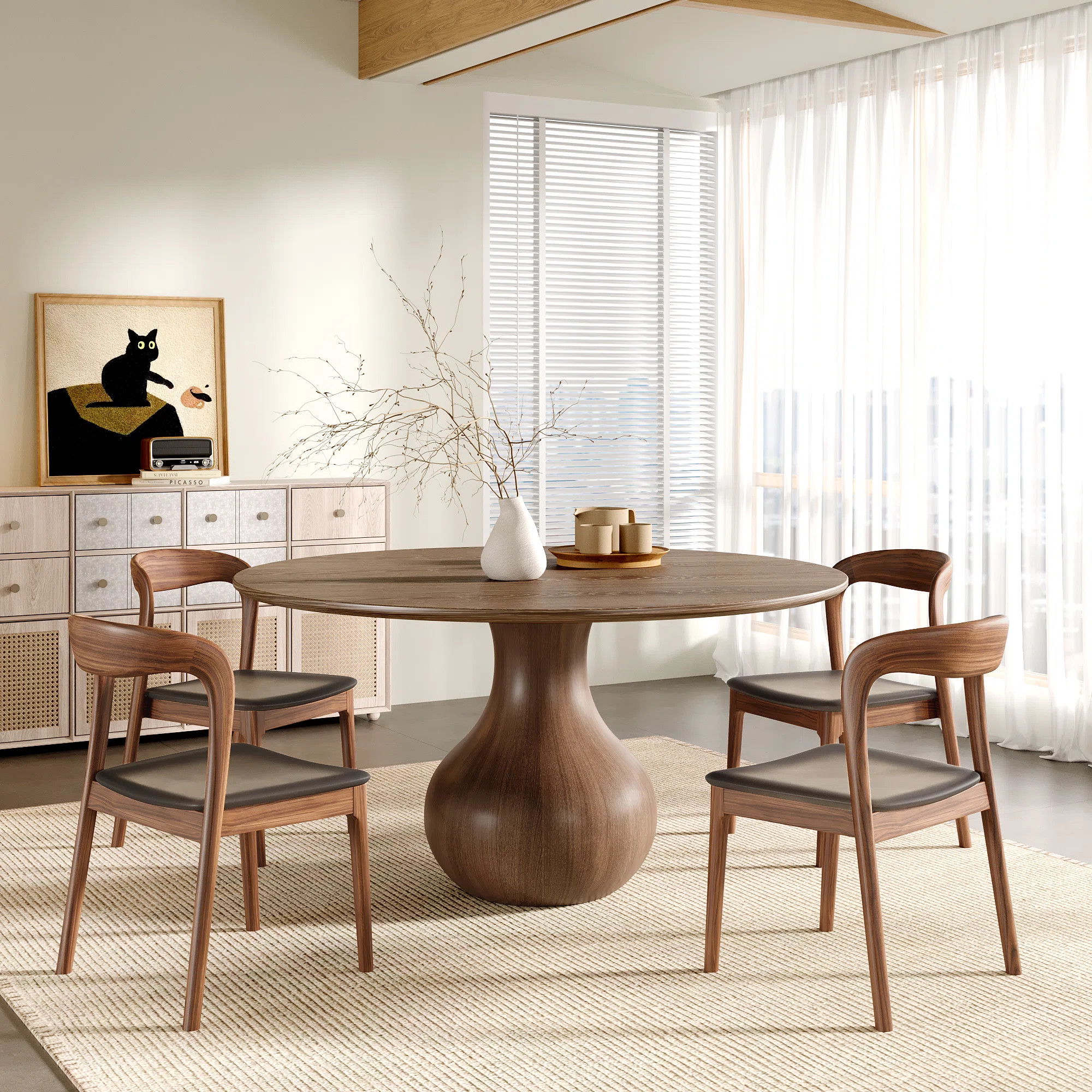 4/6 - Person Round Solid Wood Dining Set | Wayfair North America
