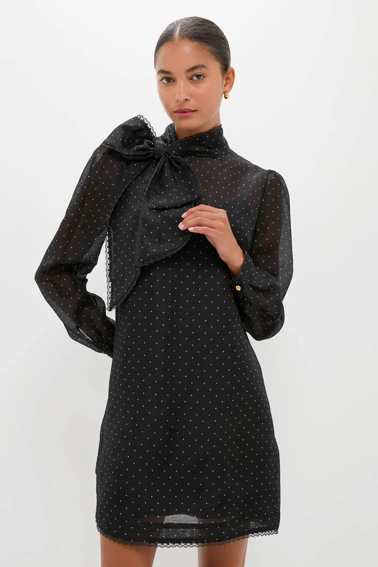 Black Dot Dream Pussybow Mini Dress | Tuckernuck (US)