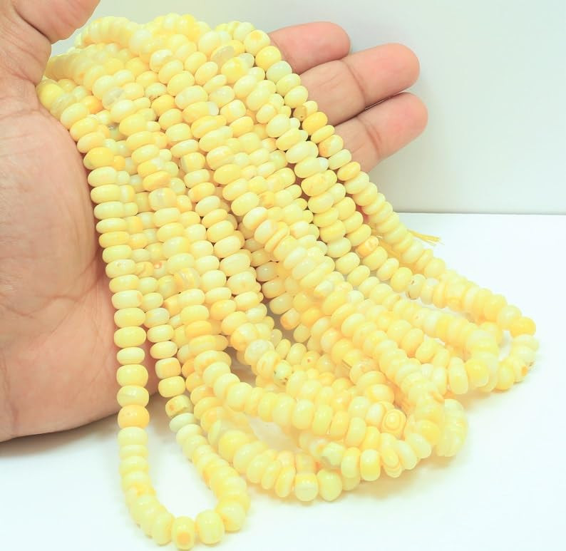 Natural Yellow Opal Rondelle Smooth Beads 7X9 15 inch Long String Jewelry Making Gemstone Beads f... | Amazon (US)