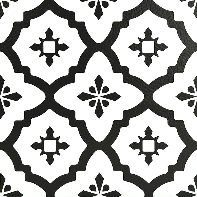 FloorPops FP2480 Comet Peel & Stick Floor Tiles, Black | Amazon (US)