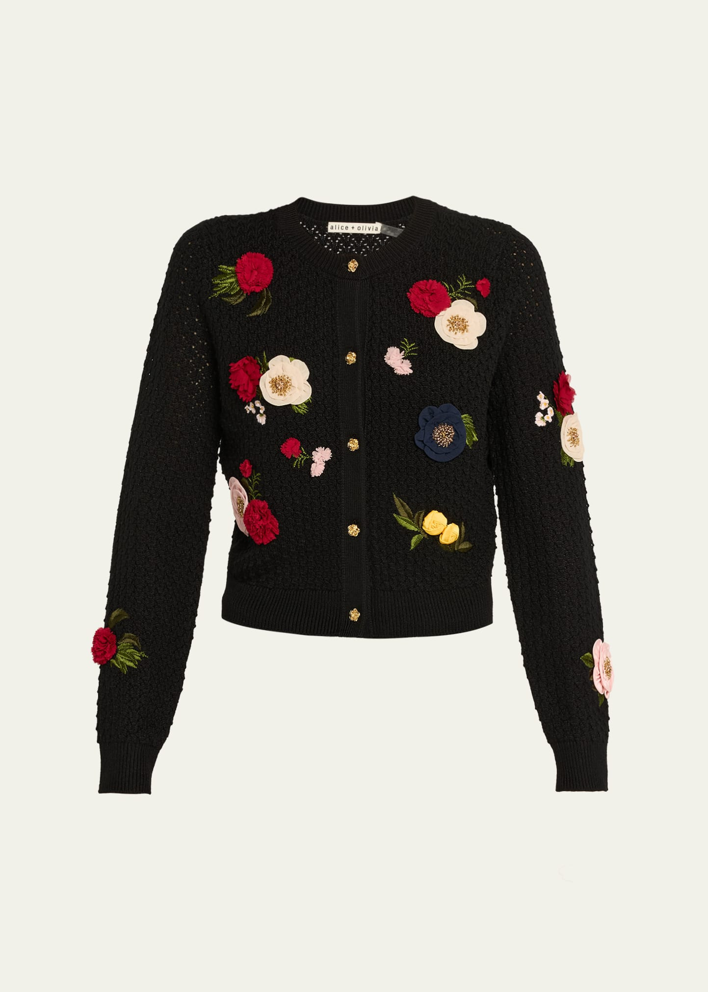 Alice + Olivia Dollie Floral Crewneck Cardigan | Bergdorf Goodman
