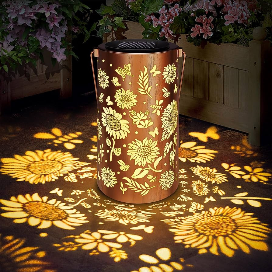 Sunflower Solar Lanterns Outdoor Waterproof, Metal Hanging Solar Lights Sunflower Lantern for Out... | Amazon (US)