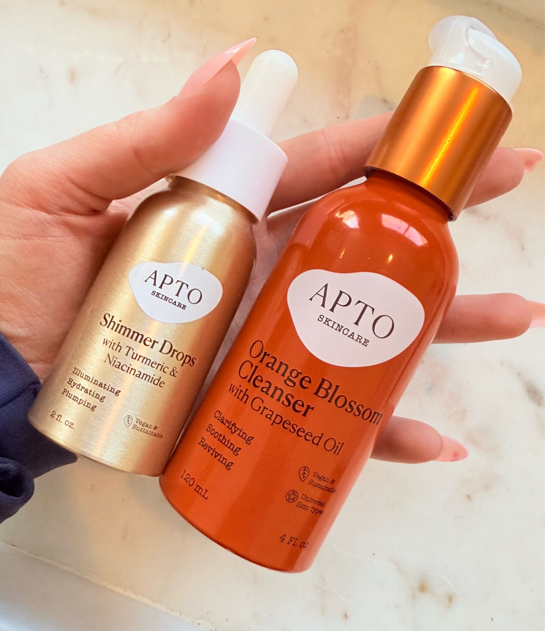 Skincare that nourishes and glows! Orange blossom cleanser leaves my skin feeling refreshed, while the Shimmer Drops give the perfect sun-kissed glow. Hydrated, radiant, and ready to take on the day! 
#APTOSkincare #vegan #crueltyfree #cleanbeauty 

#LTKGiftGuide #LTKFindsUnder50 #LTKBeauty