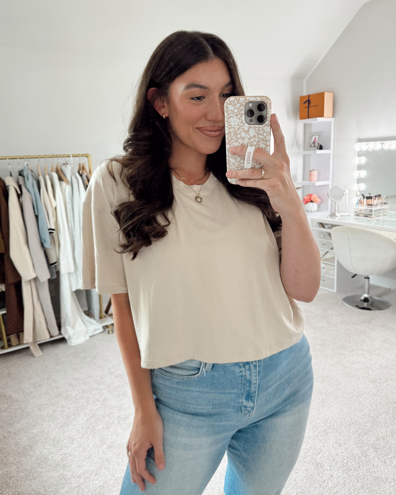 Cloud crop tee in shade “oat” runs over sized - size down!

Bumpsuit, softest t shirt, midsize fashion, curvy outfit, plus size fashion, maternity shirt

#LTKMidsize #LTKStyleTip #LTKPlusSize