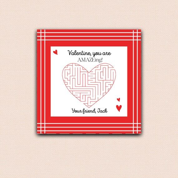 Amazeing Valentine Gift Tags Maze Valentine Exchange | Etsy | Etsy (US)