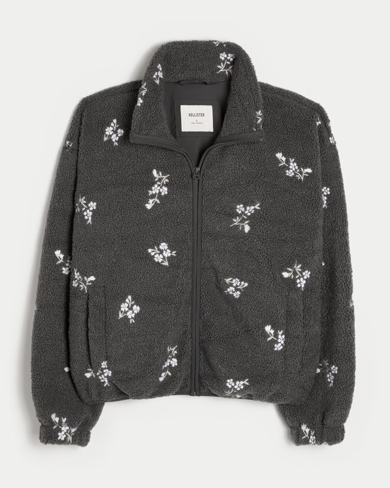 Bestickte Sherpa-Fleecejacke | Hollister (EU)