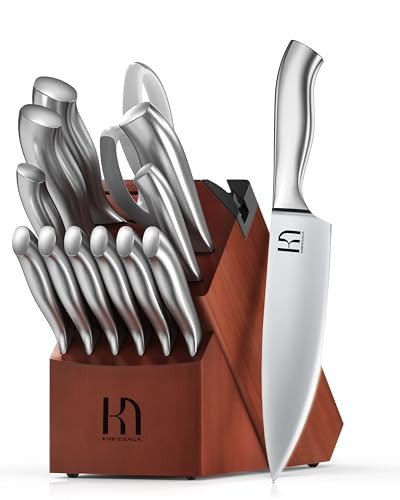KnifeSaga Kitchen Knife Block Set, Enduring Sharpness Premium Knife Set with Block, 14 Pcs Japanese High Carbon Stainless Steel Knives Set for Kitchen, Chef Knife Set with Block and Built in Sharpener | Amazon (US)