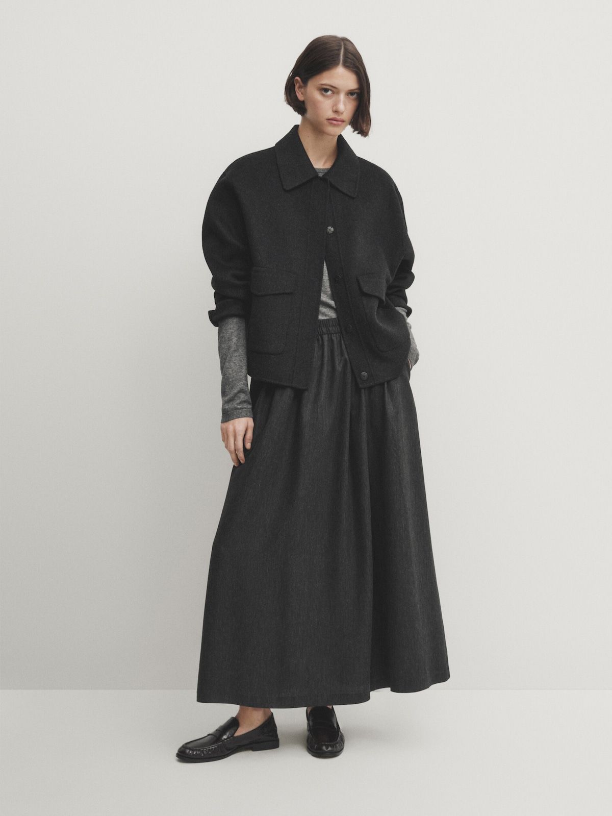 Midi skirt with elastic waistband | Massimo Dutti UK