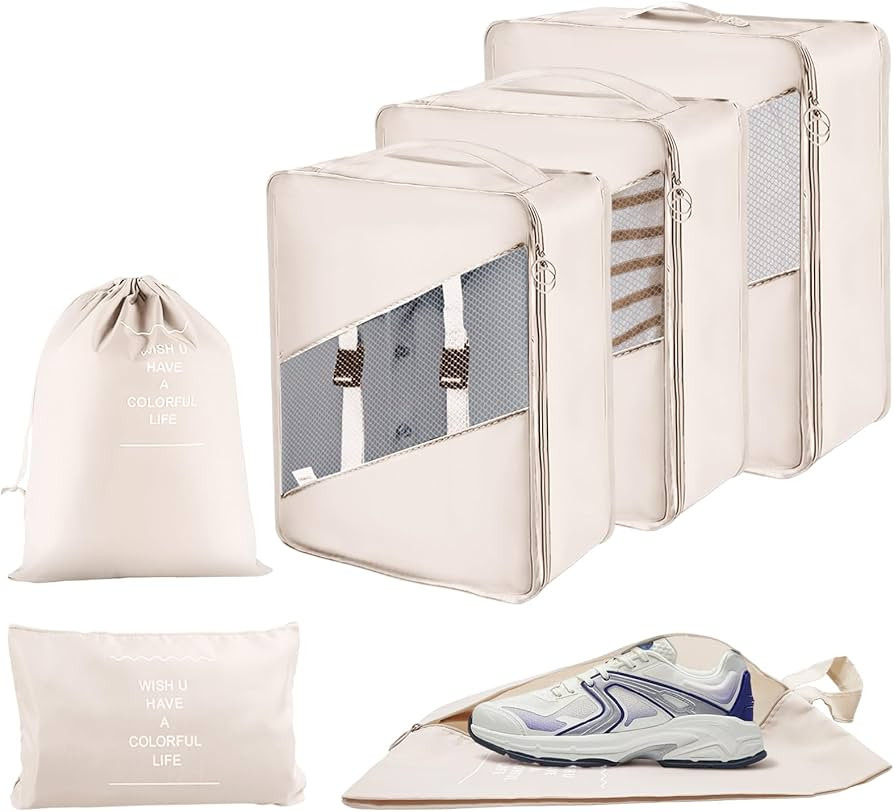 6 Set Packing Cubes, Travel Organizer Bags for Suitcase, Luggage, Waterproof Travel Bags for Carr... | Amazon (US)