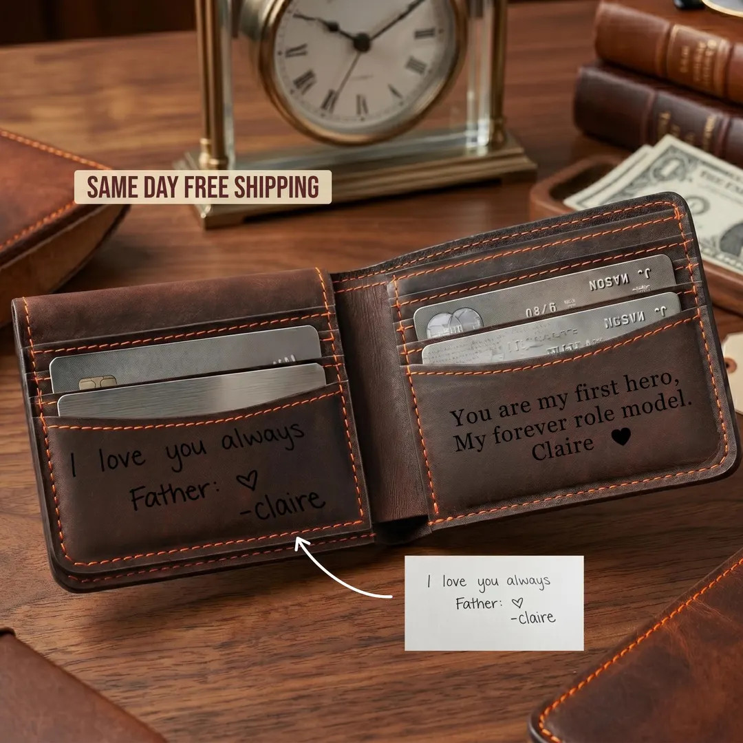 Personalized Leather Mens Wallet, Engraved Father's Day Gift for Him, Boyfriend, Dad, Husband, An... | Etsy (Global)