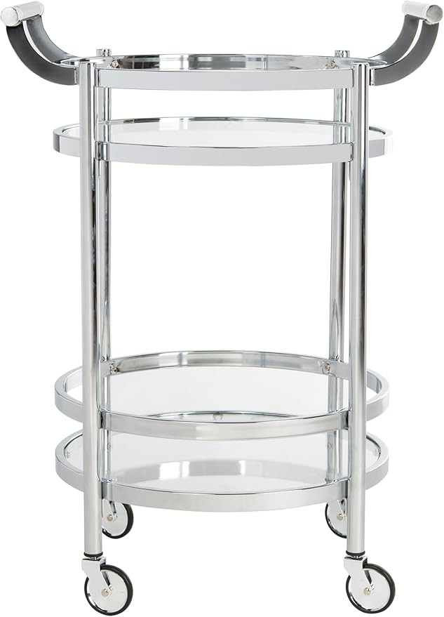 Safavieh Sienna Bar Cart, Chrome/Glass | Amazon (US)