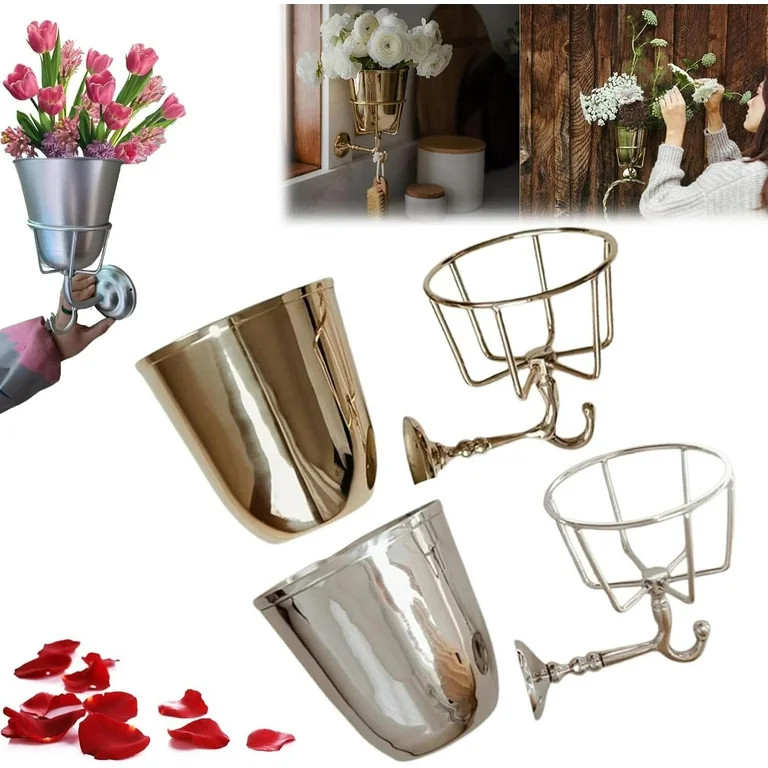 Handcrafted Opal Wall Vessel,Vintage Wall Vase for Brass Flowers,Multi-Function Hanging Organizer... | Walmart (US)