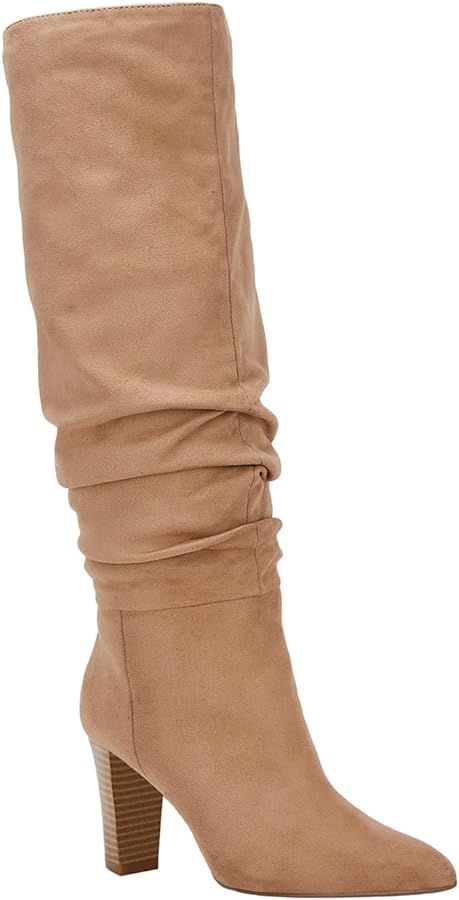 Juliet Holy Womens Knee High Boots Pointed Toe Pull On Chunky Heel Winter Booties | Amazon (US)