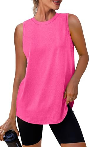 Women's Workout Tank Tops Sleeveless Exercise Tennis Running Shirts Activewear Fitness Gym Tops Pink S | Amazon (US)