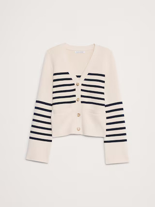 Cotton-Silk Flare-Sleeve Cardigan | Banana Republic (US)