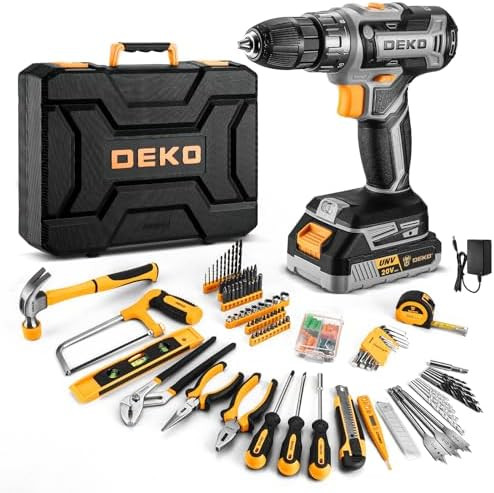 Cordless Drill Tool Kit Set: 20V Power Drill Tool Box with Battery Electric Drill Driver for Men ... | Amazon (US)