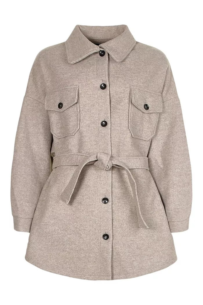 Tall Wool Belted Shacket Coat | boohoo (US & Canada)