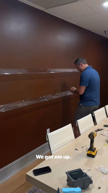 Hanging these acrylic wall shelves in the CLJ studio today - definitely hang the top before the bottom to avoid dust getting behind the shelves! 

#LTKHome