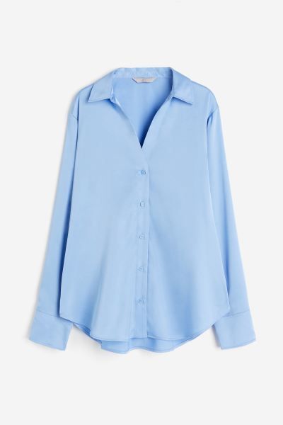 V-neck Blouse - Light blue - Ladies | H&M US | H&M (US + CA)