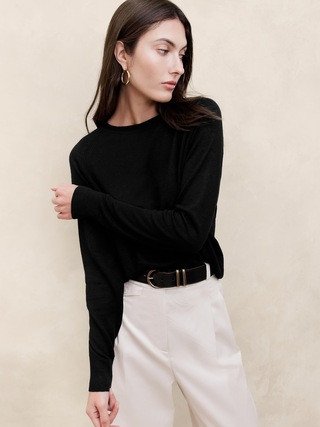 Fern Linen-Blend Raglan Sweater | Banana Republic (US)