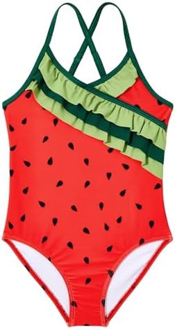 Zando Cute Ruffle Girls Swimsuit Size 2-10 Years - Adjustable One Piece Girls Bathing Suits Kids ... | Amazon (US)