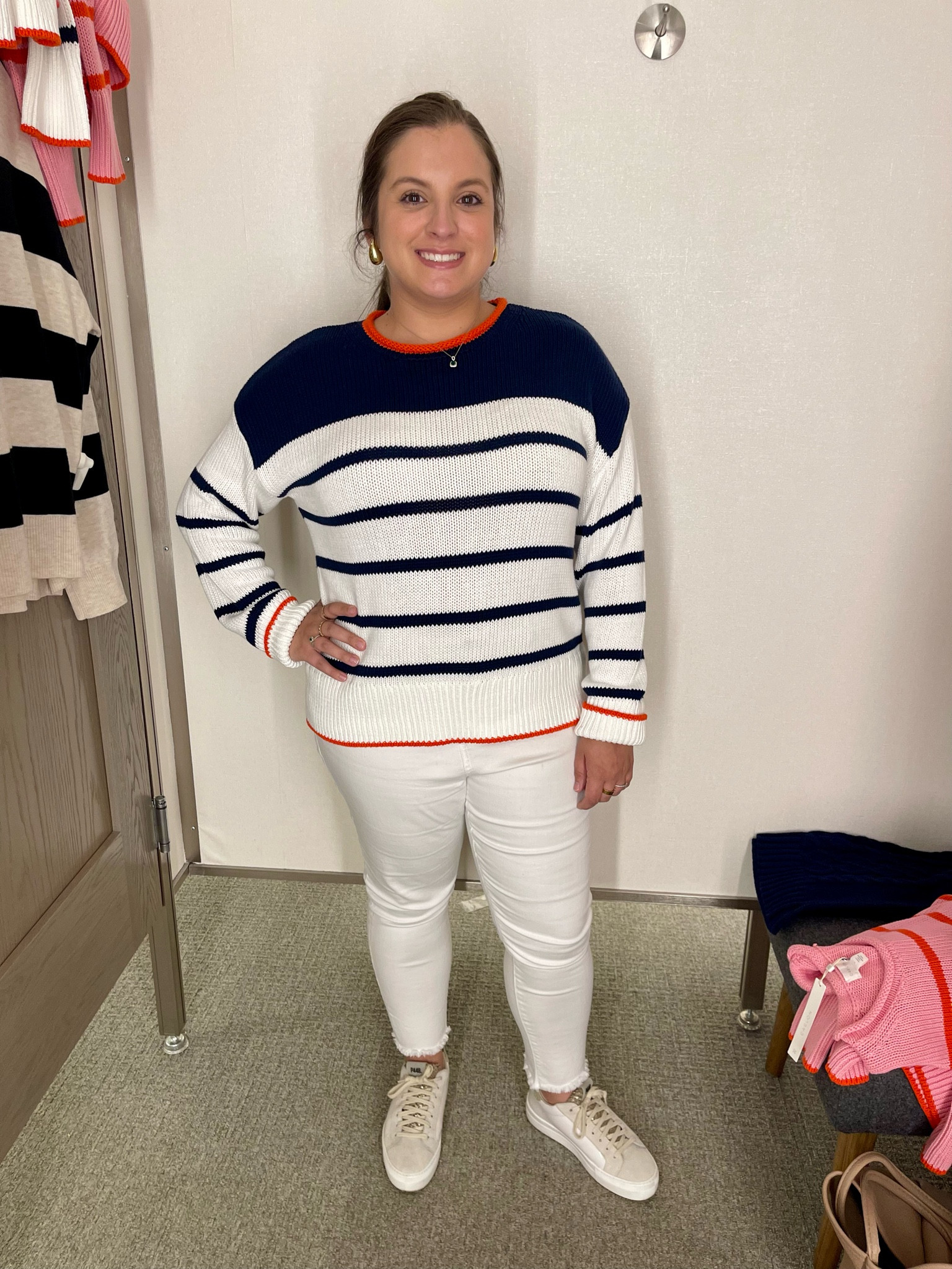 NSALE Try-On // Nordstrom Anniversary Sale

White/Navy/Orange Striped Sweater
* wearing M - runs TTS
* $45.99 from $69.50
* Thick material, good for colder months
* Love the nautical vibes

NSALE is the best place to buy investment pieces you’ll wear and love in the upcoming months! I stock up on basics that I know I’ll wear for years. The NSALE is officially live for ALL shoppers - cardholders and non-cardholders

Nordstrom Anniversary Sale fall finds // Nordstrom finds // Nordstrom fashion // NSale // fall transition // transitional outfit // transitional piece // fall finds // fall style // autumn finds // designer inspired // look for less // sweaters // fall fashion  

#LTKFindsUnder50 #LTKxNSale #LTKSaleAlert