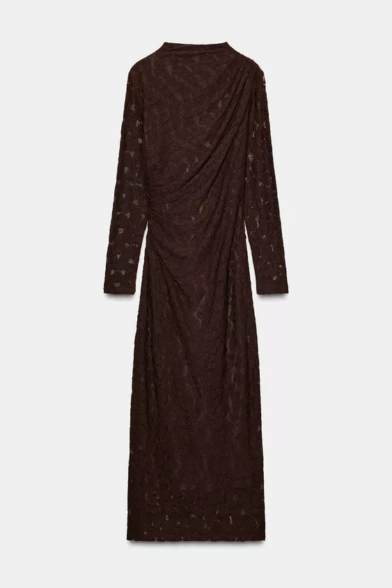 POINTELLE DRAPED MIDI DRESS | Zara UK