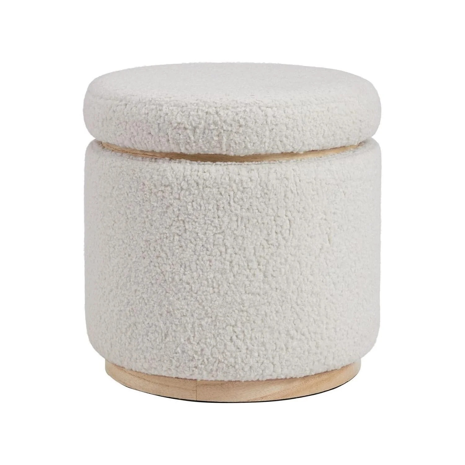 Linon Home Decor Rue Sherpa Storage Ottoman Natural Wood Finish | Walmart (US)