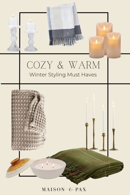 Transition from Holidays to winter with cozy and warm blankets and candles  

#LTKhome #LTKSeasonal