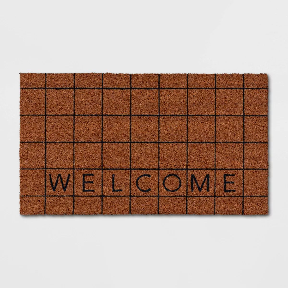 1'4"x2'4" Welcome Grid Rectangular Outdoor Door Mat Black - Room Essentials™ | Target