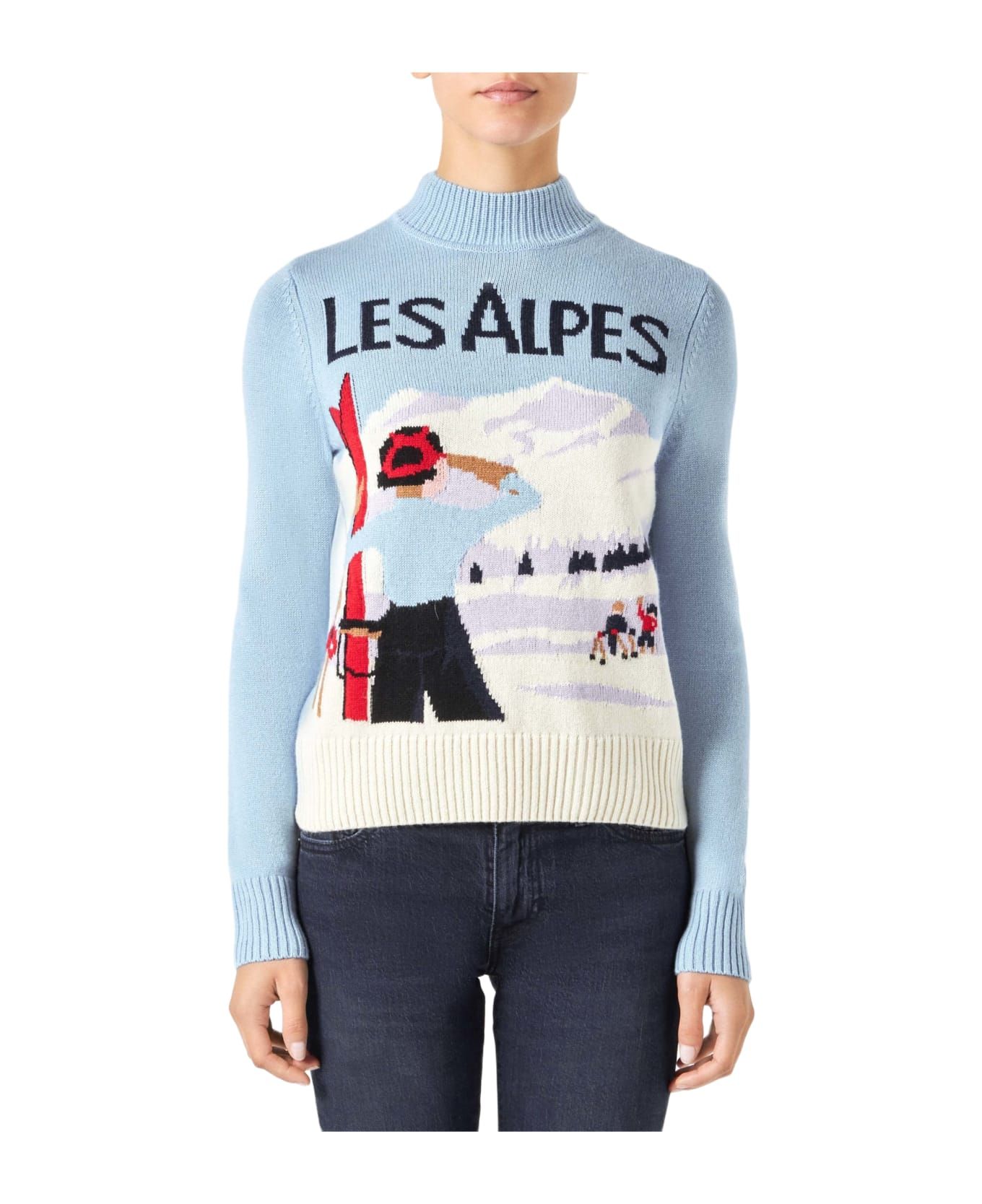Woman Crewneck Sweater With Mountains Postcard | Italist.com US
