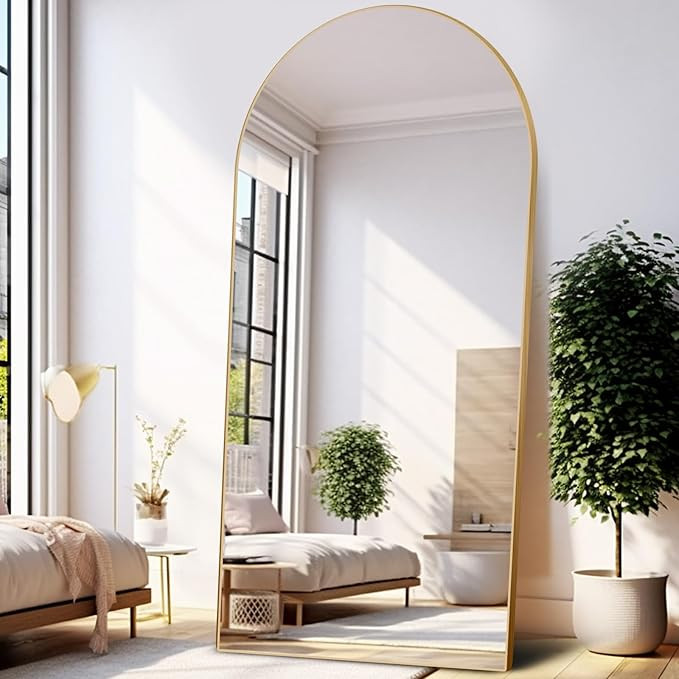 76"x34" Arched Mirror Full Length Large Mirror with Stand Aluminum Alloy Frame Floor Mirror for L... | Amazon (US)