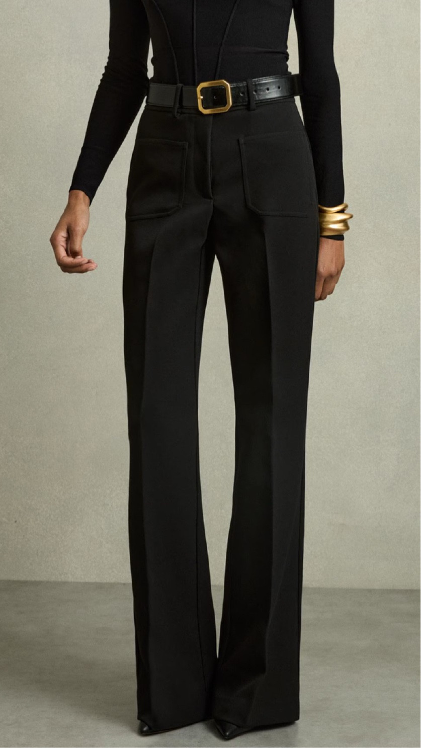 Black flare trousers