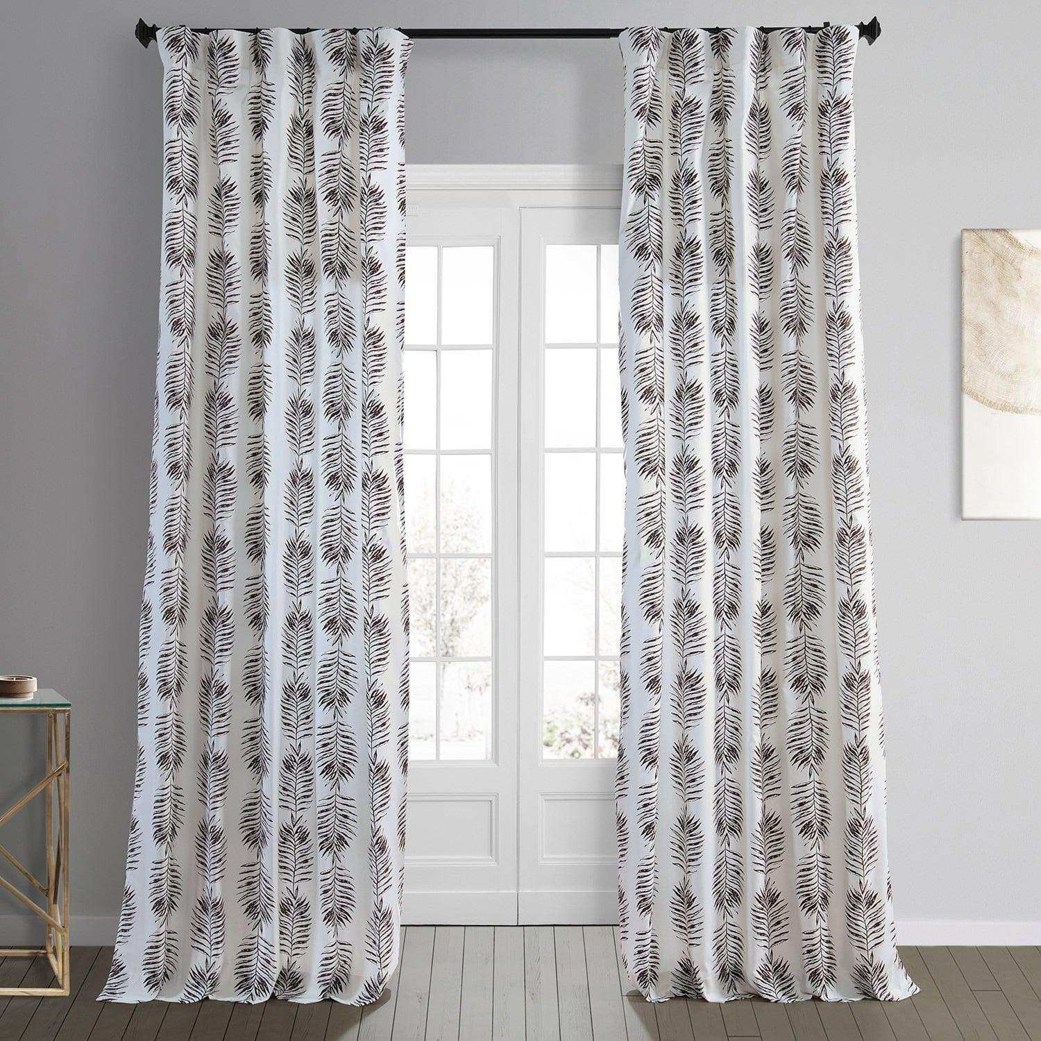 Sago Nut Brown Floral Printed Cotton Room Darkening Curtain | Half Price Drapes | Half Price Drapes