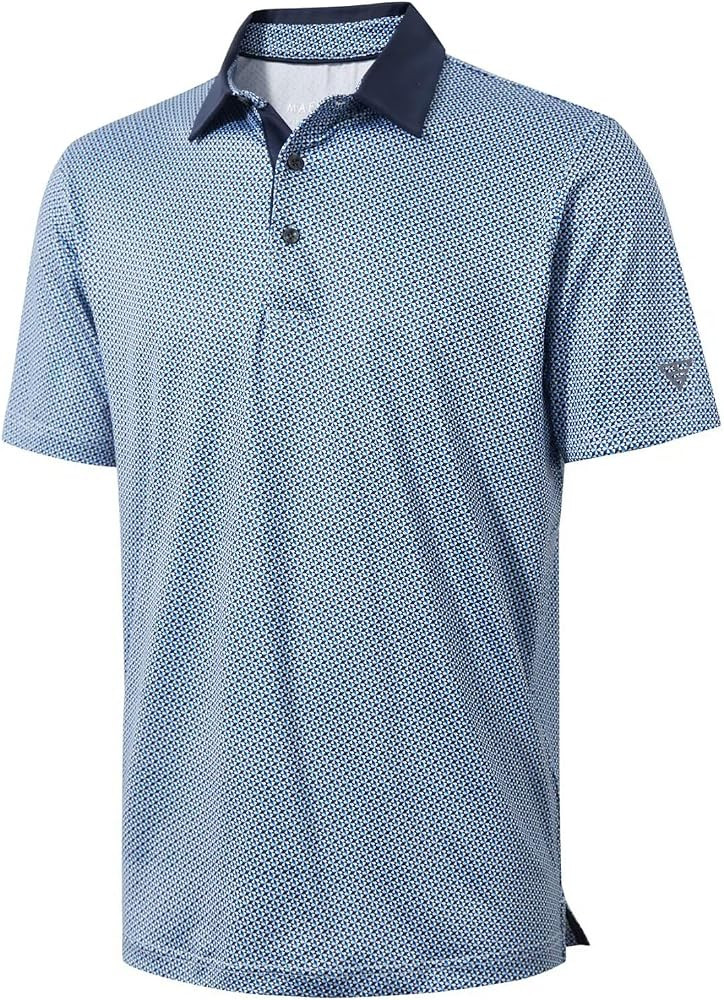 Golf Shirts for Men Dry Fit Short Sleeve Print Performance Moisture Wicking Polo Shirt | Amazon (US)