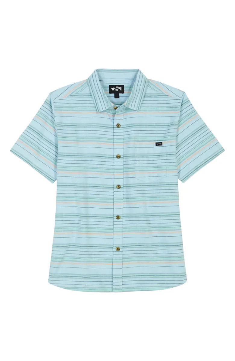 Billabong Kids' All Day Stripe Short Sleeve Button-Up Shirt | Nordstrom | Nordstrom