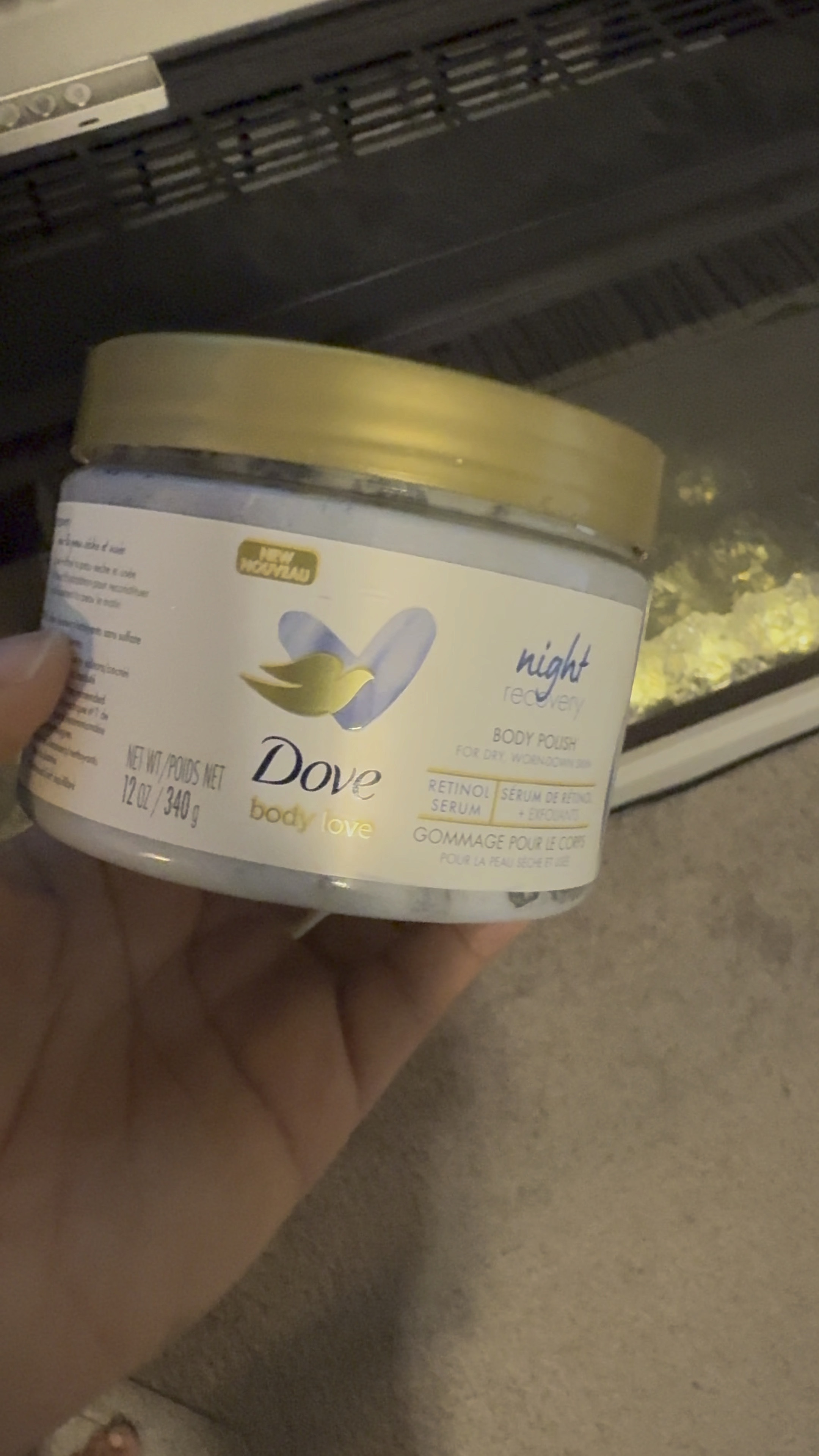 Polish away the day for a radiant night ahead with Dove Body Polish. ✨ #NighttimeEssentials #SkinCareRoutine