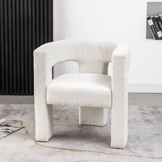 KINWELL Cream 28 in. Wide Boucle Upholstered Square Armchair BSC095-WH - The Home Depot | The Home Depot