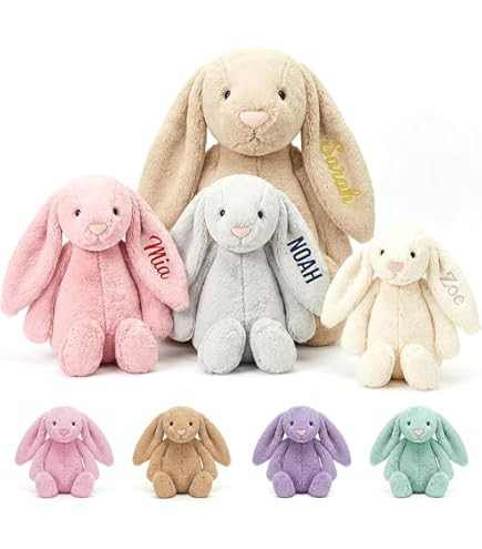 Embroidered Plush Bunny With Child'S Name HandMade Custom Plush Toy Child'S First Easter Gift | Amazon (US)