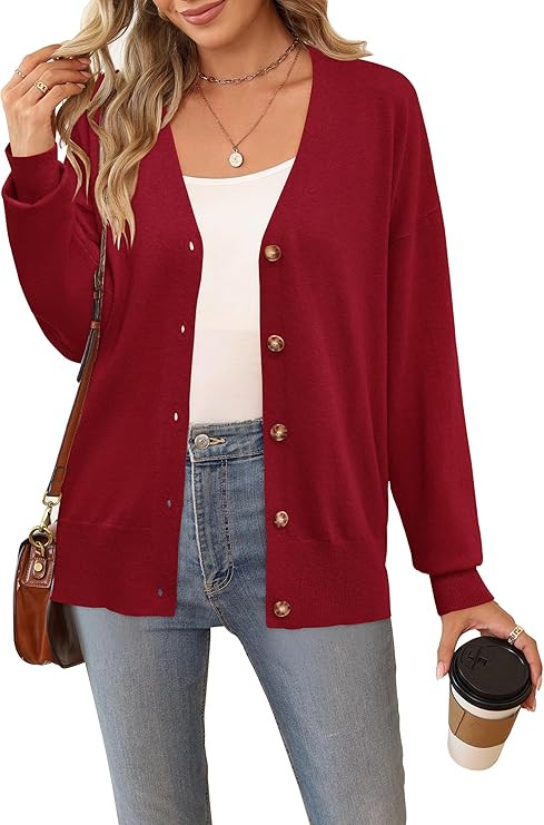 Arach&Cloz 2024 Fall Wool Blended Cardigan Sweaters for Women Fashion Lightweight Button Clothes ... | Amazon (US)