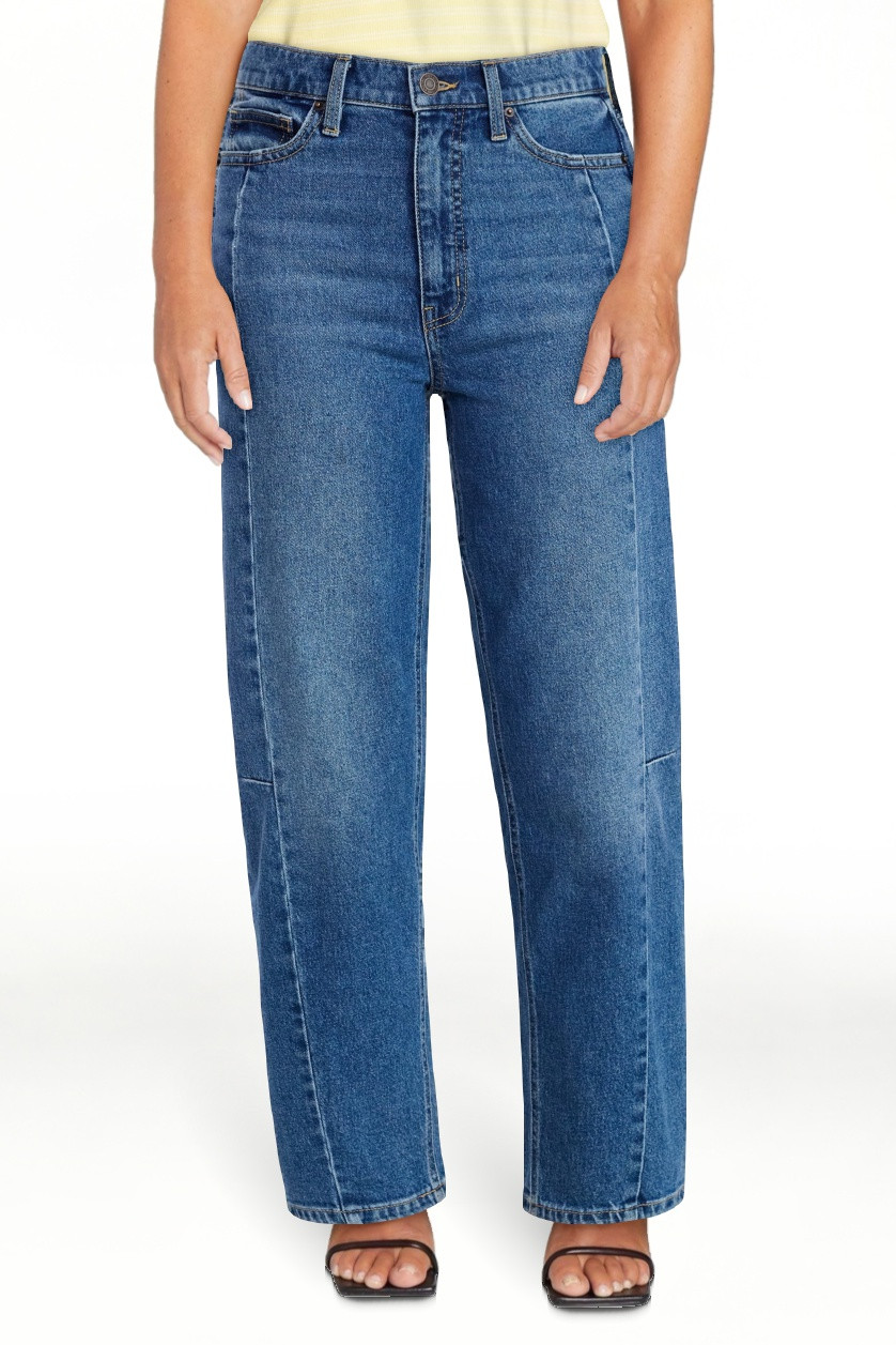 Time and Tru Women's High Rise Barrel Jeans, 28" Inseam, Sizes 0-20 | Walmart (US)