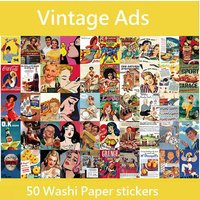 50 Vintage Ads Stickers Old Label Retro Poster Mini Book Sticker Miniature Collection Project Cute Paper Gift | Etsy (US)