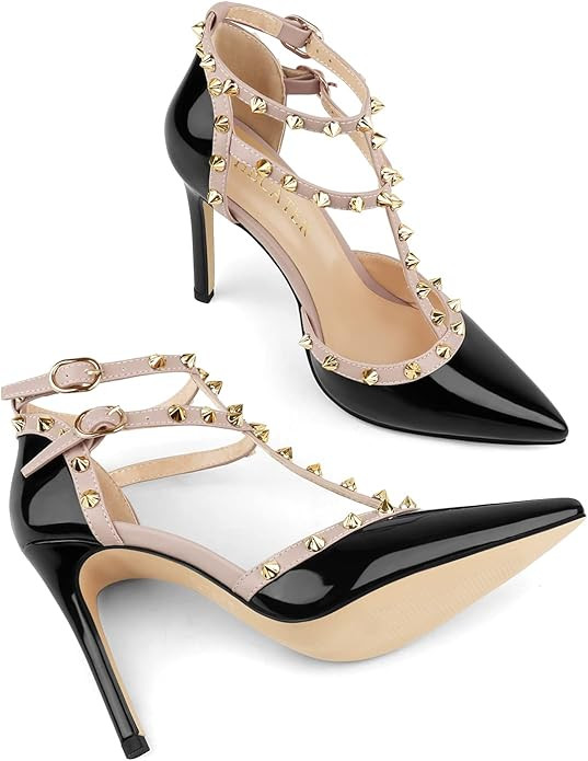 HECATER Ankle Strap Heels for Women Stilettos Pumps | Amazon (US)