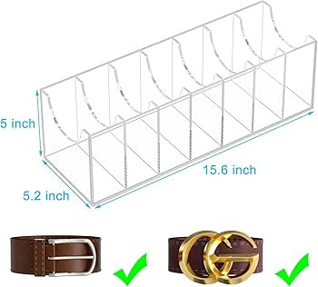 NIUBEE Belt Organizer, Acrylic Belt Storage Holder for The Closet, 7 Compartments Display Case fo... | Amazon (US)
