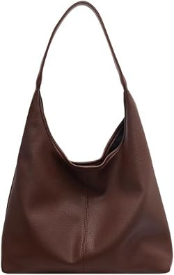 Hobo Bags for Women Slouchy Tote Bag Soft Casual PU Leather Shoulder Purses 2pcs Work Everyday Handbags | Amazon (US)