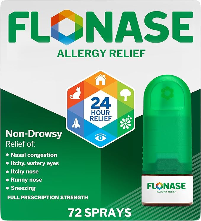 Flonase Allergy Relief Nasal Spray, 24 Hour Non Drowsy Allergy Medicine, Metered Nasal Spray - 72... | Amazon (US)